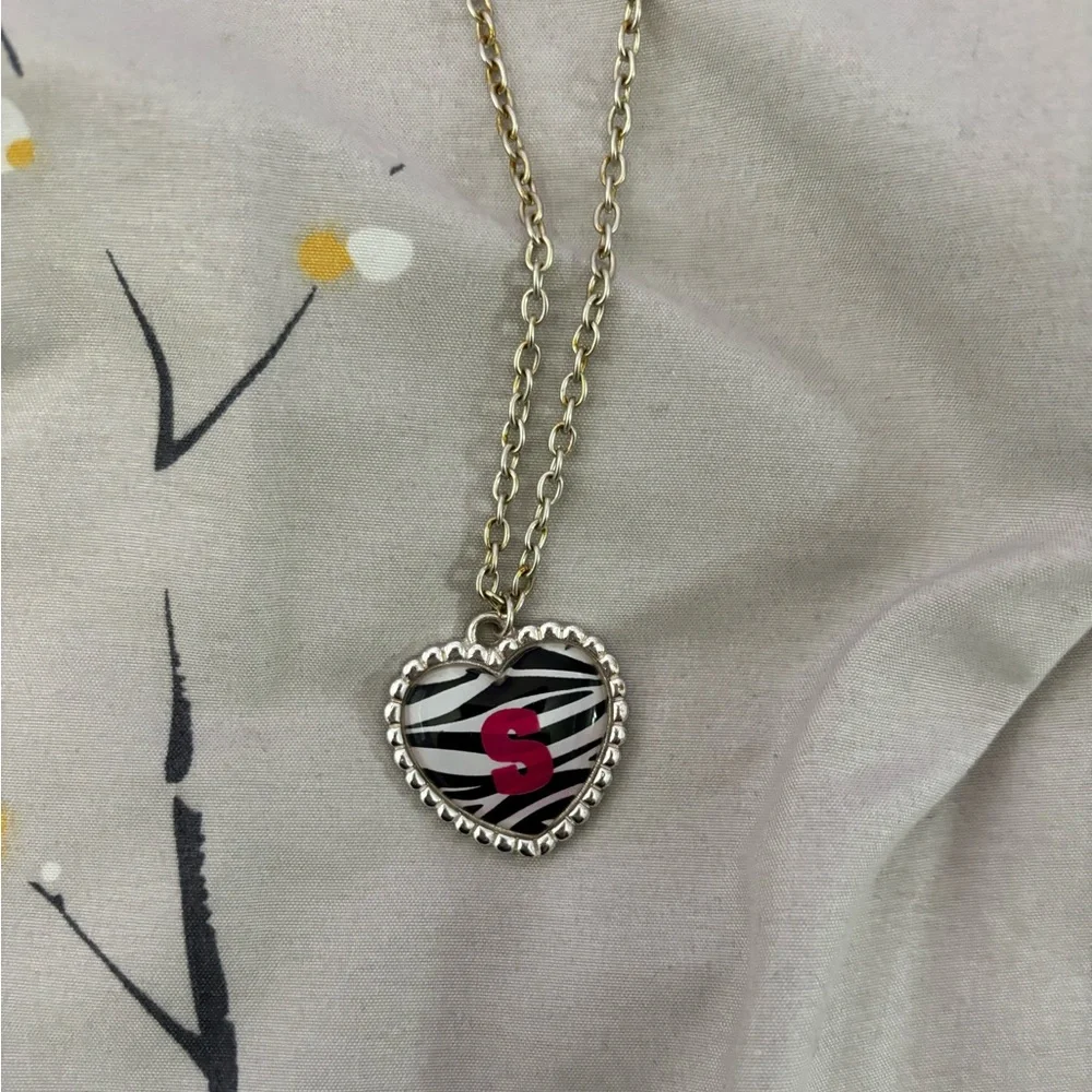 Justice y2k Zebra Initial Necklace